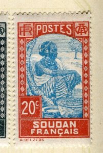 FRENCH SOUDAN; 1931 early Pictorial issue fine Mint hinged 20c. value