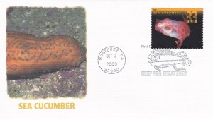 United States # 3439-3443, Deep Sea Creatures, Fleetwood First Day Cover