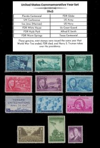 1945 Complete Mint Set of Vintage Commemorative Stamps