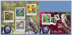 MOZAMBIQUE 2014 2 SHEETS m14414ab OWLS BIRDS HIBOUX OISEAUX