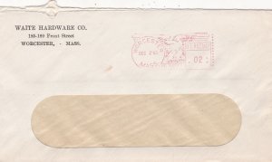 U.S. WAITE HARDWARE CO. Front St, 1943 Worcester,Mass Meter Mail Cover Ref 47784