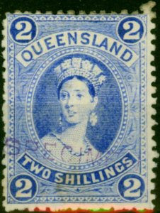 Queensland 1886 2s Bright Blue Specimen SG157s Fine MM