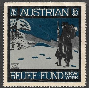 AUSTRIAN RELIEF FUND 5c WW1 Charity Label New York USA MNG