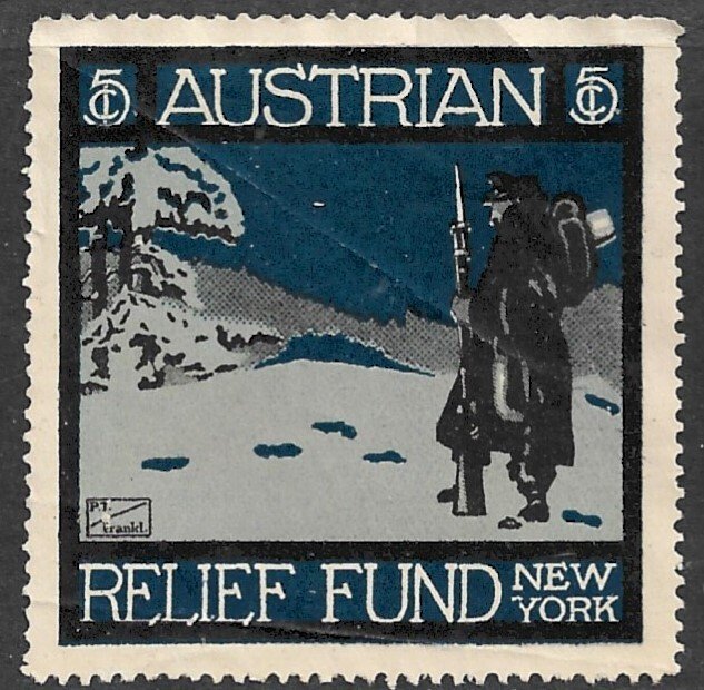 AUSTRIAN RELIEF FUND 5c WW1 Charity Label New York USA MNG