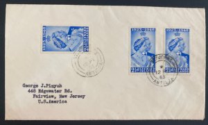 1953 St Johns Leeward Island Cover To Fairview NJ USA Royal Silver Wedding