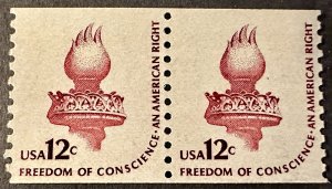 US # 1816 Freedom of Conscience coil pair 1981 12c Mint NH