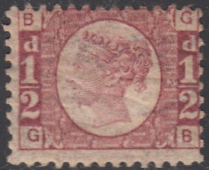 Great Britain 1870 MH Sc #58 1/2p Victoria Plate #12 Position GB crackled gum