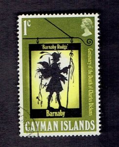 CAYMAN ISLANDS SCOTT#258 1970 1c CHARLES DICKENS BARNABY RUDGE -USED