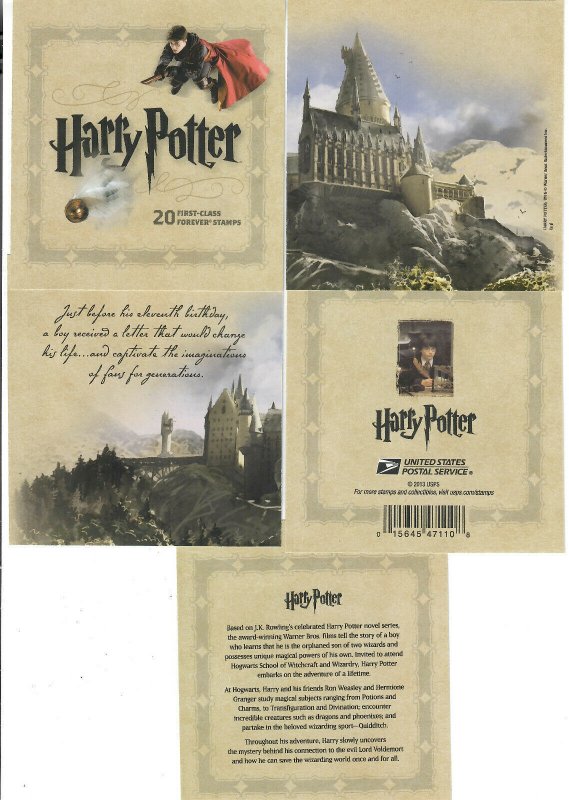 Scott 4828b, 4832b, 4836b, 4840b, 4844b, Forever IMPERF Harry Potter panes, MNH