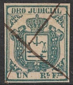 SPANISH COLONIES CUBA PHILIPPINES PUERTO RICO 1856-64 1r Judicial Revenue USED