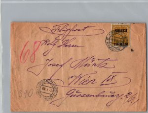 1918 Krakow Poland Overprint Stamp First Flight Cover FFC To Vienna Austria