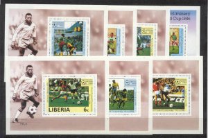 Liberia 1030-36/ 7 MNH s/s Football-86