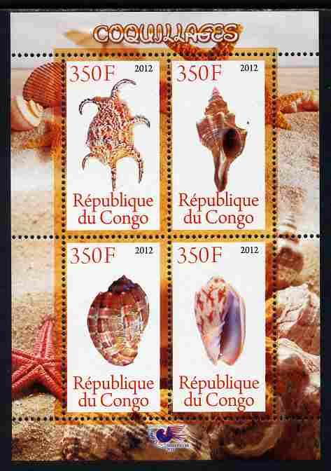 Congo 2012 Shell Animals Sealife Marine Life Fauna Nature Sea M/S Stamps MNH