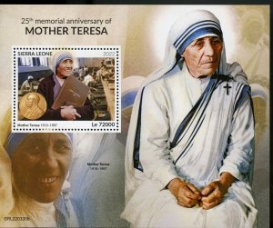 SIERRA LEONE 2022 25th MEMORIALOF MOTHER TERESA SOUVENIR SHEET MINT NEVER HINGED