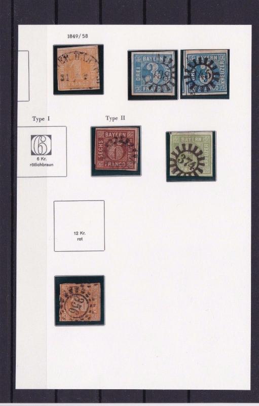 GERMANY BAVARIA 1849 IMPERF STAMPS ON PART PAGE   REF R4058