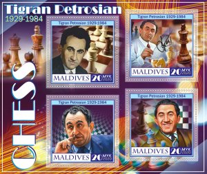 Stamps. Chess. Tigran Petrosian 2020 year 1+1 sheets perforated