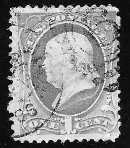 206 1 cent SUPER FANCY Cancel Franklin Gray Blue Stamp used F