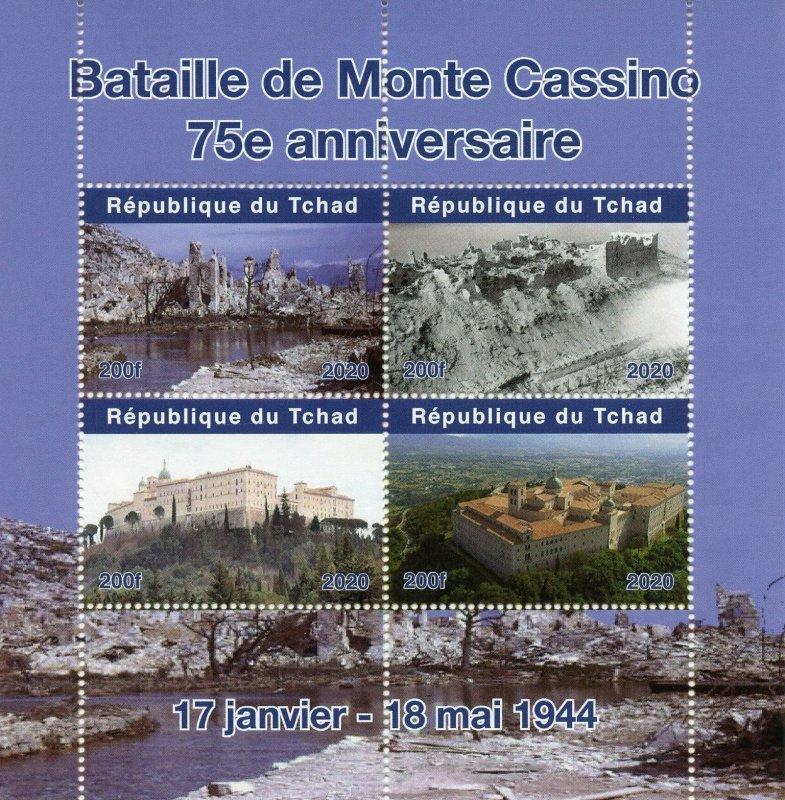 Chad Military & War Stamps 2020 MNH WWII WW2 Battle of Monte Cassino 4v M/S