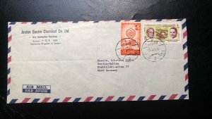 RARE JORDAN PALESTINE SUPPORT STAMPS ON MULTIPLE STAMP COVER (2) GERMANY UNIQUE