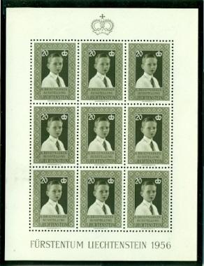 Liechtenstein #307  Sheet of 9  Mint NH  Scott $31.50