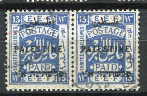 PALESTINE; 1920 early EEF Optd. issue 13m. fine used Pair