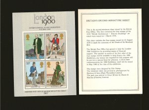 Great Britain SC#874a London 1980 Souvenir Sheet with Card MNH