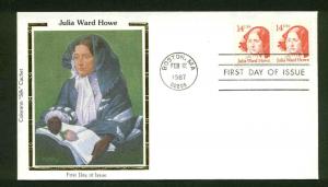 2176 JULIA WARD HOWE FDC BOSTON, MA  COLORANO SILK CACHET