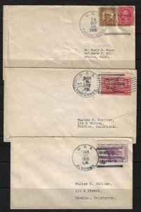 US 1938 NAVY 3 COVERS POSTED AT SEA USS AL CORMA