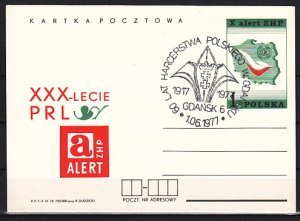 Poland, 1977 issue. Scout Postal Card, 01/JUN/77 cancel.  CP604. ^