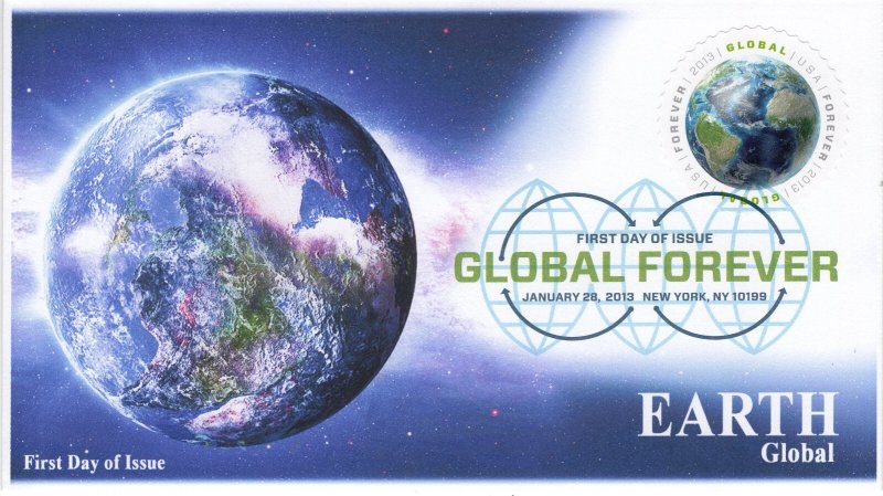 AO-4740-1, 2013, Earth Global, First Day Cover, Add-on Cachet, DCP, New York NY,