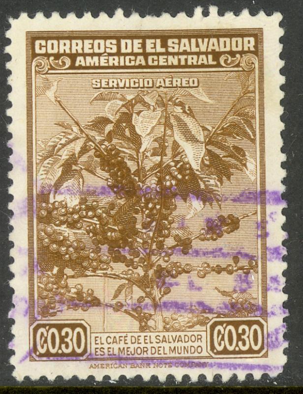 EL SALVADOR 1940 30c COFFEE TREE AND BERRIES Airmail Sc C76 VFU