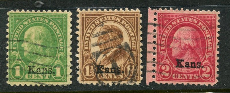 1929 issue #658, 659, 660 KANS OVPTS