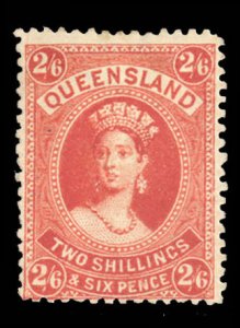 Queensland #80 Cat$60, 1886 2sh6p vermilion, hinged