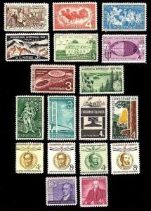 1958 Year Set of 18 Commemorative Stamps Mint NH - Stuart Katz