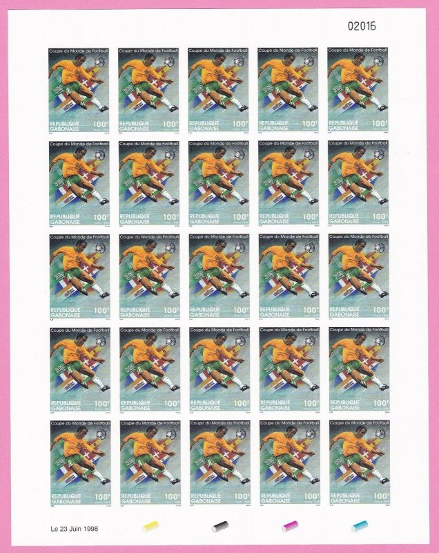 Gabon 1998 imperf sheet full set michel mi 1419/22 world cup soccer rrrr mnh 