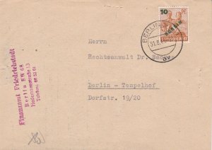 Germany 1949 Berlin Overprint Berlin S W Cancel Stamps Letter Ref 24117