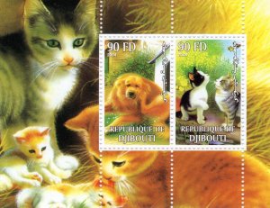 Djibouti 2004 Cats & Dogs Souvenir Sheet Perforated MNH