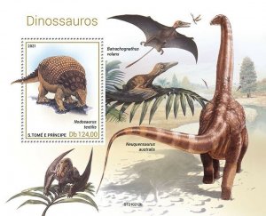 Sao Tome & Principe 2021 MNH Dinosaurs Stamps Prehistoric Animals 1v S/S