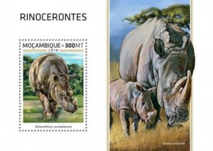 Mozambique - 2018 Rhinoceros on Stamps - Souvenir Sheet - MOZ18526b