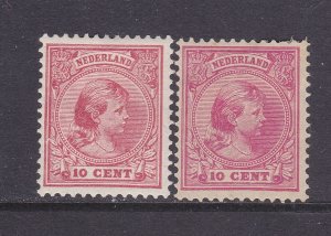 Netherlands Scott 43, 43a,1892 10c PW  Both Colors, VF MLH. Scott $19