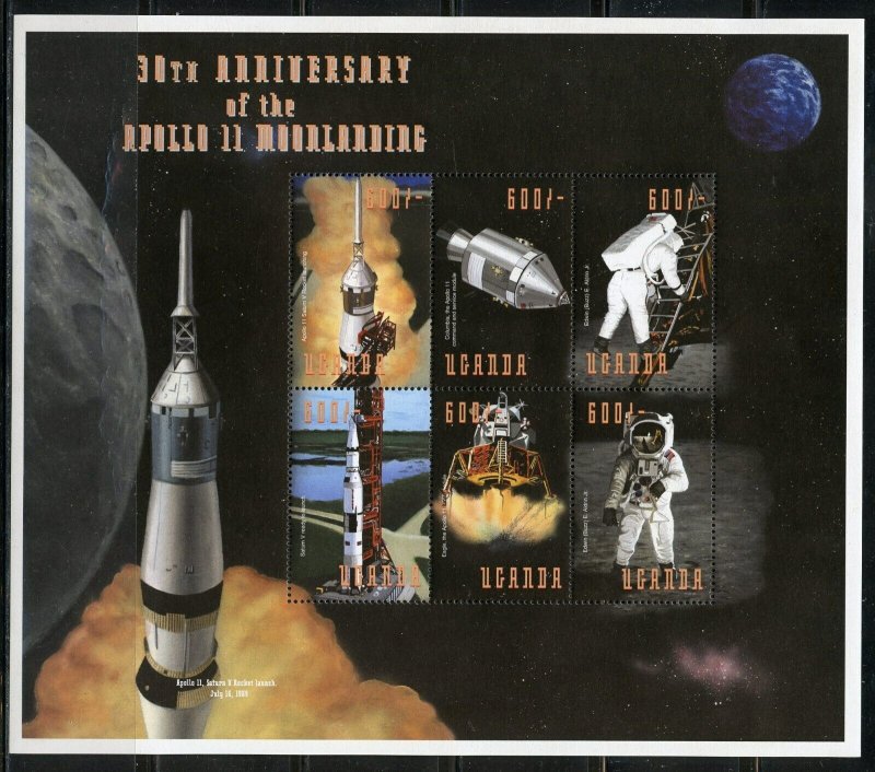 UGANDA 30th ANNIVERSARY OF THE MOON LANDING SHEET MINT NH 