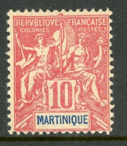 Martinique 1899 French Colony 10¢ Red Navigation & Commerce Sc #39 Mint E123