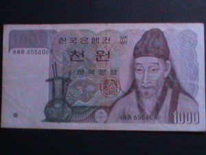 KOREA BANK OF KOREA-1000 WON-LIGHT-CIRCULATED-MINT VF WE SHIP TO WORLD WIDE