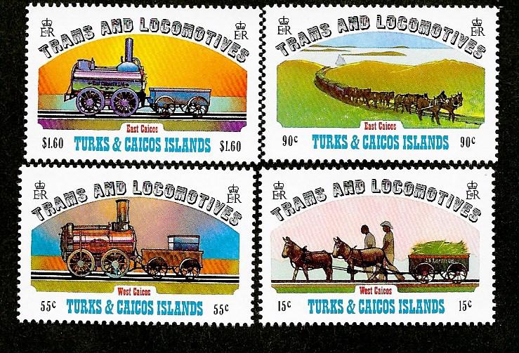 Turks & Caicos 550-553 Mint NH Trams & Locomotives!