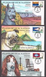 **US FDC SC# 4273-4288 Washington, DC 6/14/2008 Flags of the US & Dogs Collins 