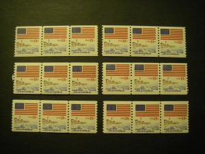 Scott 1891, PNC3 #2, 18c Flag, slight shift, MNH Coil Beauty