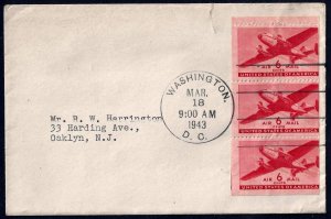 US 1943 AIR MAIL BOOKLET Sc C25a FDC