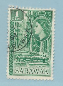 Sarawak 1955 Scott 197 used - 1c, QEII & Logging