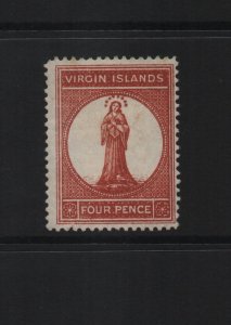 British Virgin Islands 1887 SG37 Four Penny 14 Perf CA watermark mounted mint (3