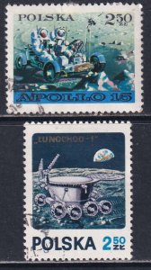 Poland 1971 Sc 1850-1 Apollo 15 Luna 17 Moon Exploration Mission Stamp CTO